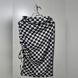 SHEIN Black and White Checkered Midi Skirt